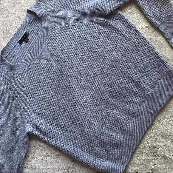J. Crew Sweaters - J. Crew Waffle Crewneck Pullover Sweater Wool Alpaca Supersoft Yarn Heather Blue